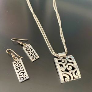 Brighton Silver Necklace and Earrings Set